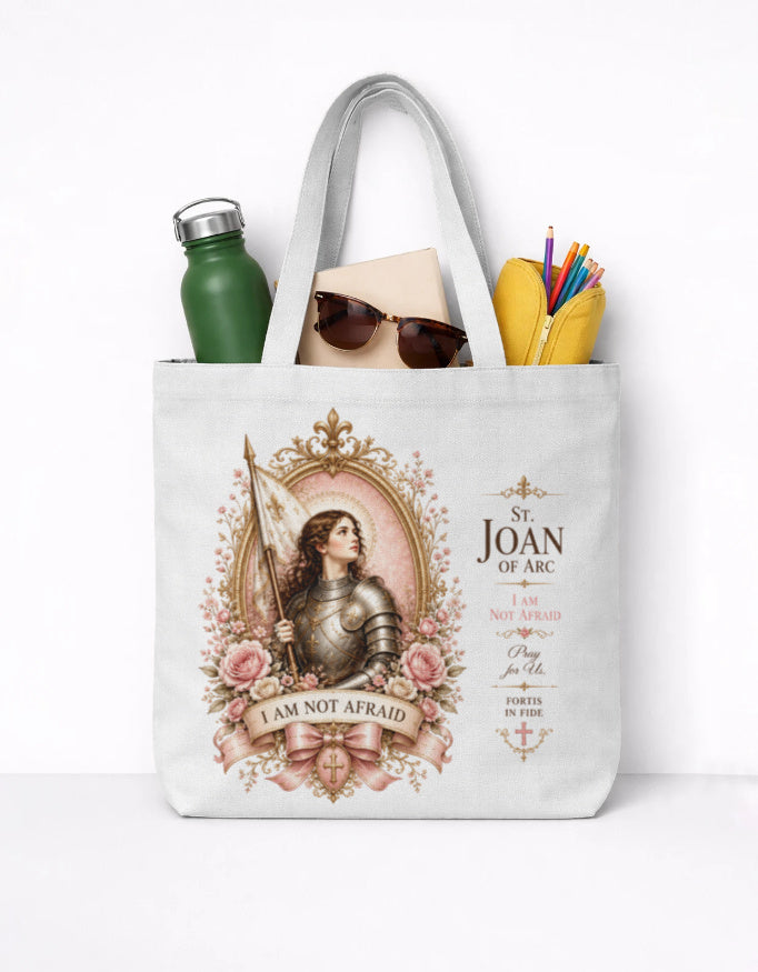 "St. Joan of Arc" AOP Large Tote Bag | I Am Not Afraid